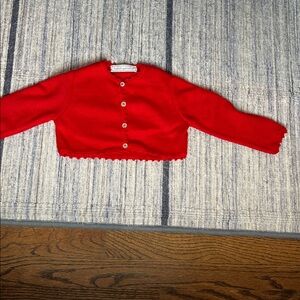 Isabel Garreton cropped red finely stitched cardigan size 2T